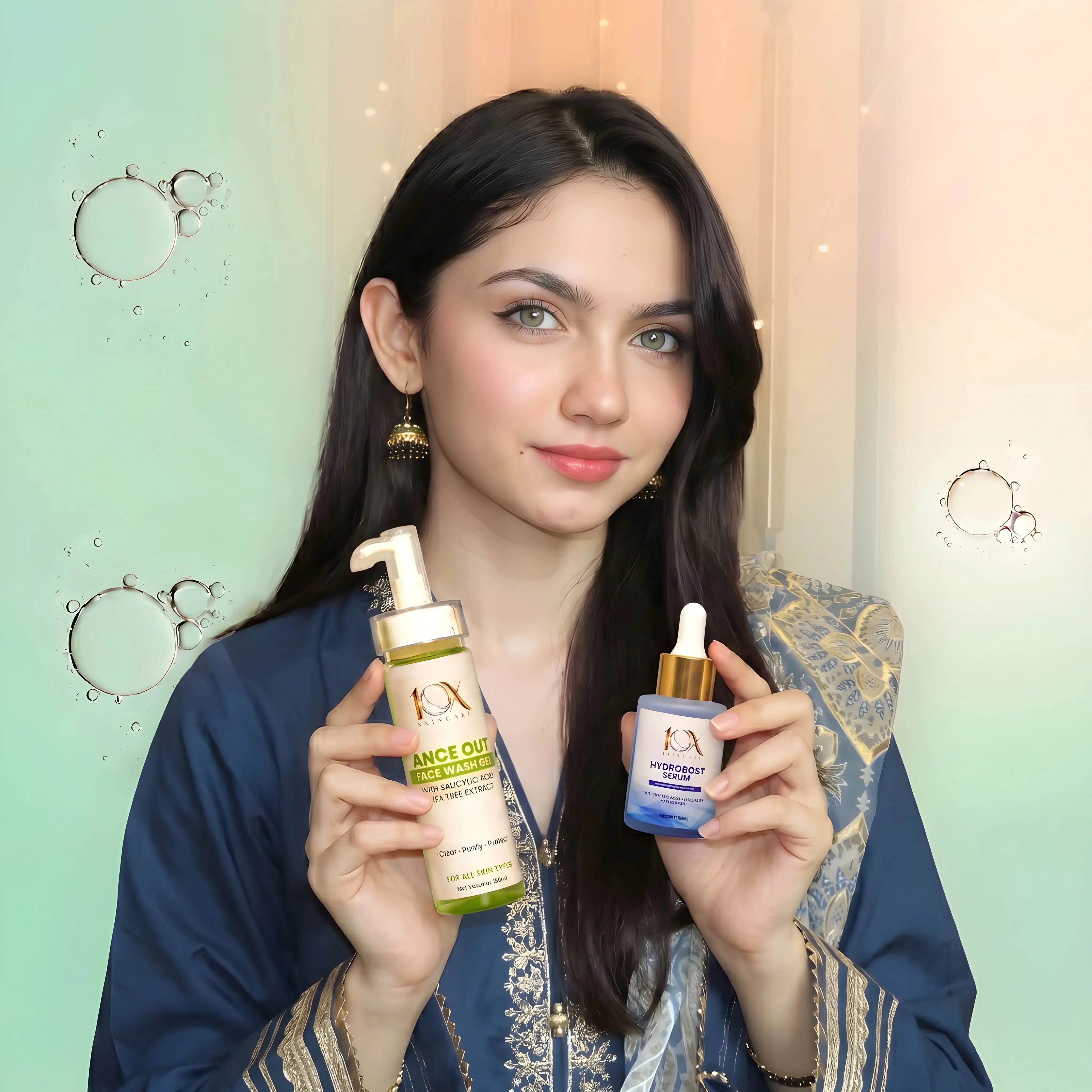 10X Hydrodefence Acne & Hydration Kit – Hydroboost Serum (30ml) + Acne Out Face Wash Gel (130ml) | Clear Skin, Oil Control & Deep Hydration 10xskincare