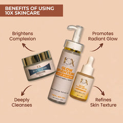 10X Brightening & Glow Kit – Face Wash (130ml) + Glow Fusion Serum (30ml) + Ultra Glow Cream (50g) | Radiant, Even Skin Tone & Deep Hydration Set 10xskincare