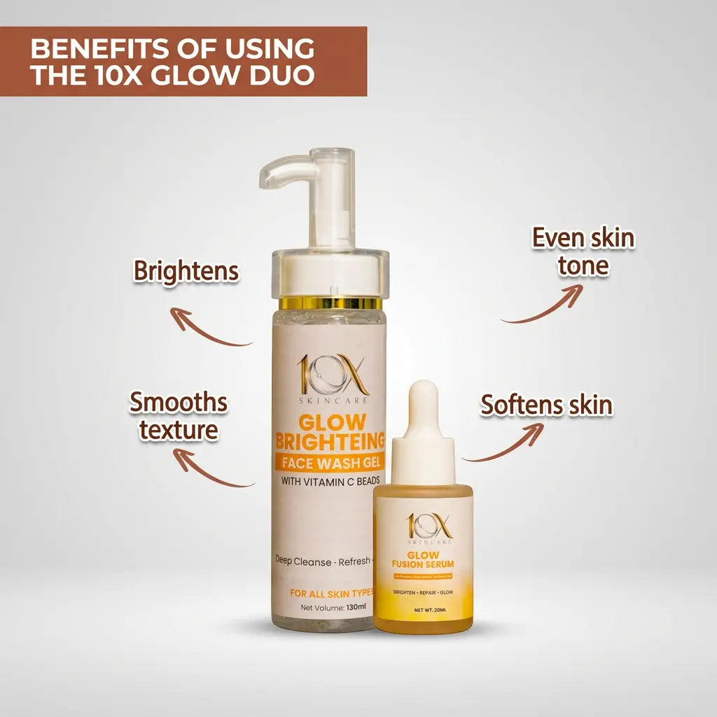 10X Glow Fusion Brightening Kit – Glow Fusion Serum (30ml) + Glow Brightening Face Wash Gel (130ml) 10xskincare