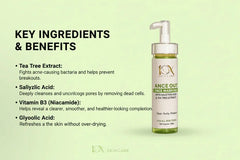 10X Acne Out Face Wash Gel with Salicylic Acid & Tea Tree Deep Pore Cleanser for Acne, Oil Control & Clear Skin (130ml) 10X Skin Care