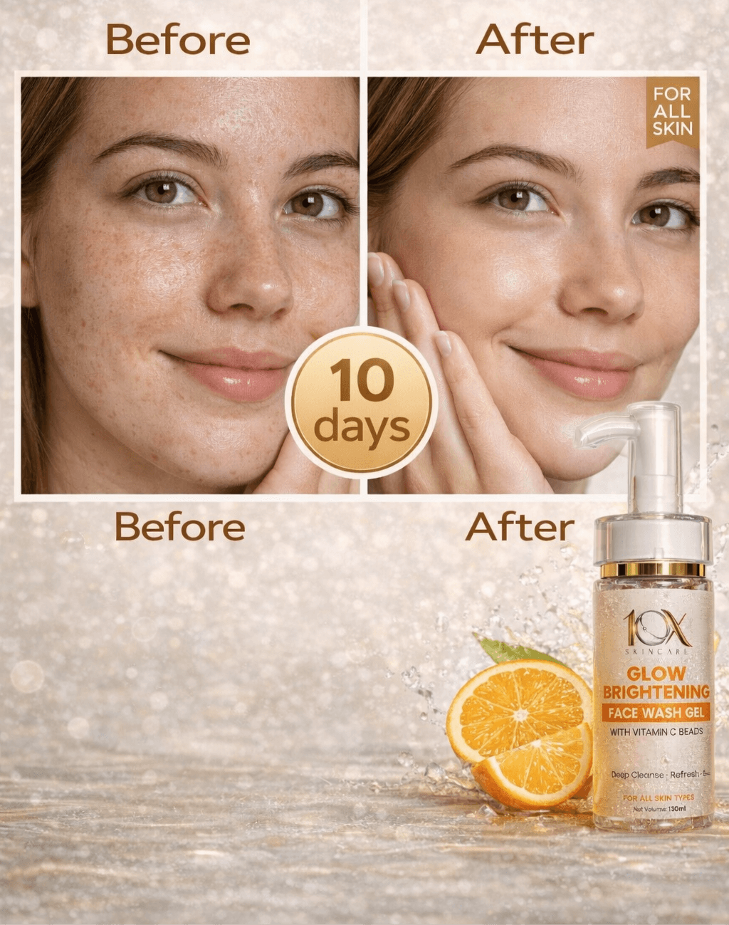 10X Skincare Glow Brightening Face Wash Gel