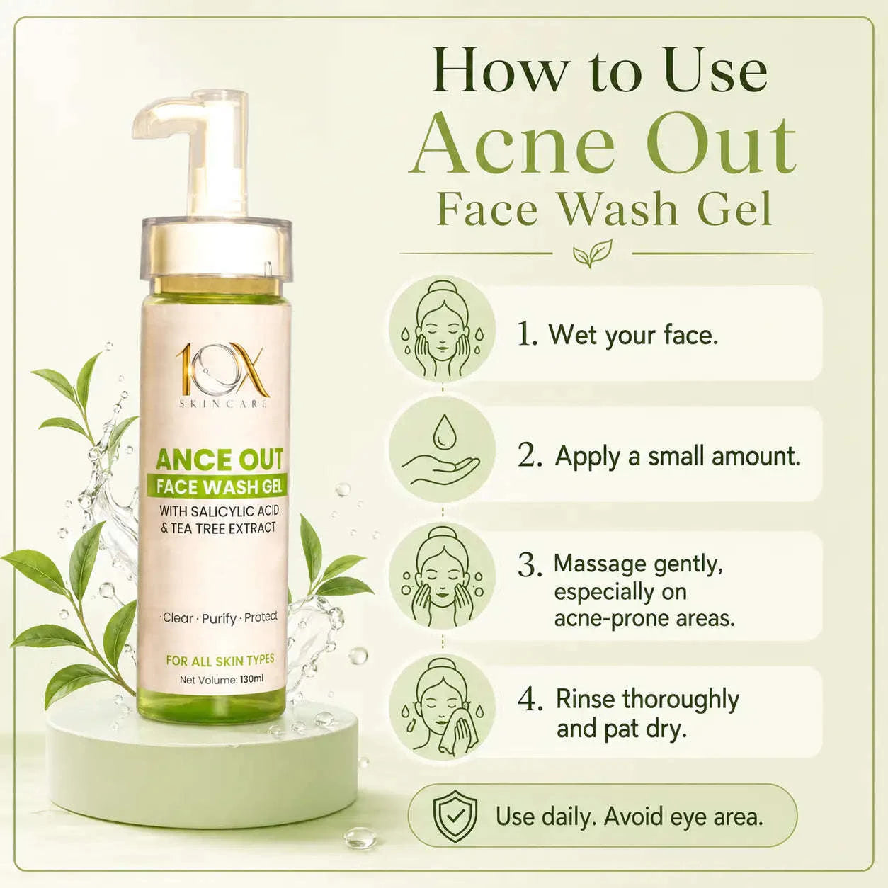 Acne Out Face Wash Gel 10X Skin care