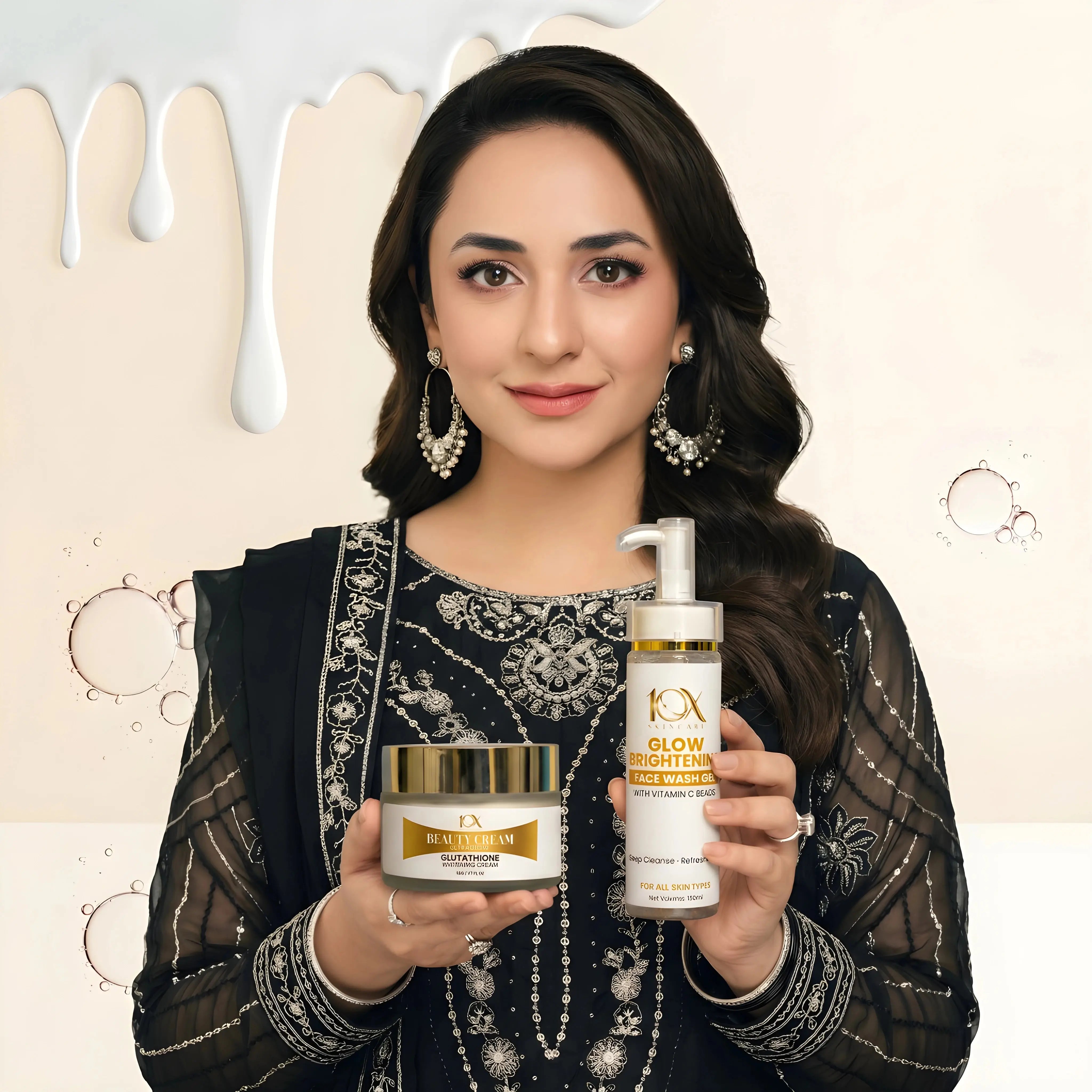 10X Brightening & Glow Kit – Face Wash (130ml) + Glow Fusion Serum (30ml) + Ultra Glow Cream (50g) | Radiant, Even Skin Tone & Deep Hydration Set 10xskincare