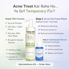 10X Hydrodefence Acne & Hydration Kit – Hydroboost Serum (30ml) + Acne Out Face Wash Gel (130ml) | Clear Skin, Oil Control & Deep Hydration 10xskincare
