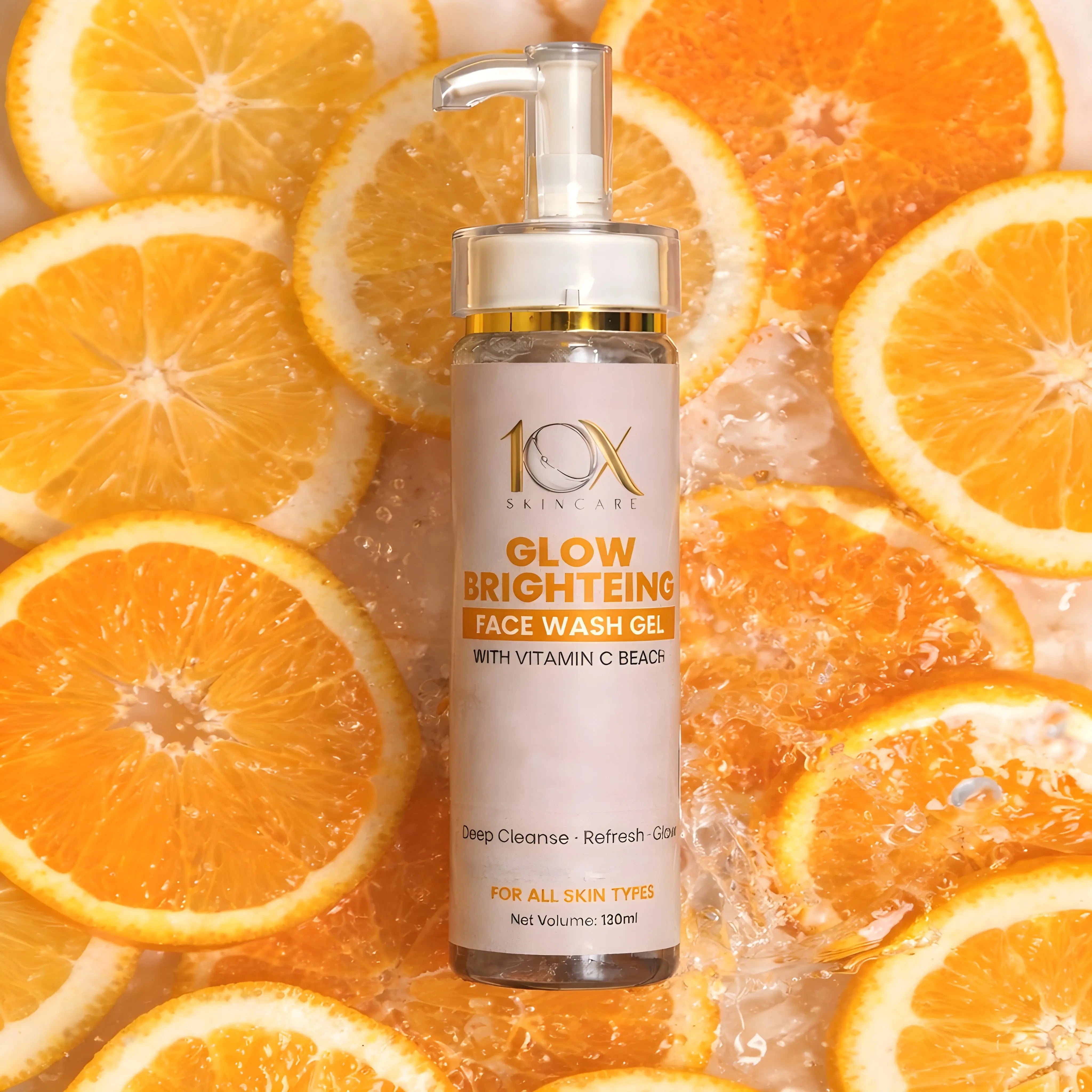 10X Glow Brightening Face Wash Gel with Vitamin C Beads  Deep Pore Cleanser for Radiant, Even Skin Tone (130ml) 10X Skin Care