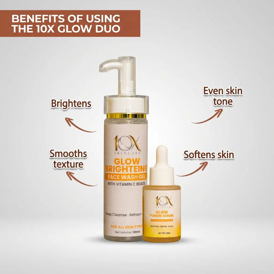 10X Glow Fusion Brightening Kit – Glow Fusion Serum (30ml) + Glow Brightening Face Wash Gel (130ml) 10xskincare