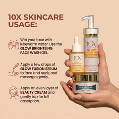 10X Brightening & Glow Kit – Face Wash (130ml) + Glow Fusion Serum (30ml) + Ultra Glow Cream (50g) | Radiant, Even Skin Tone & Deep Hydration Set 10xskincare