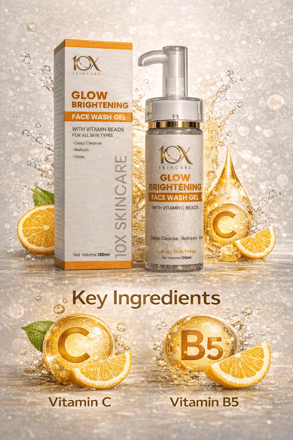 10X Skincare Glow Brightening Face Wash Gel